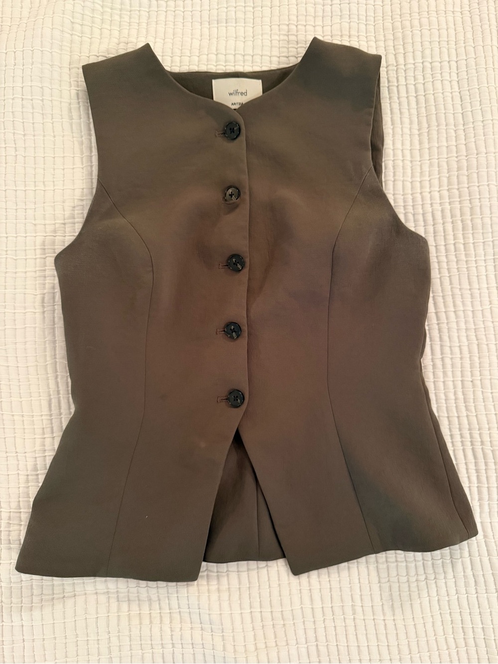 Aritzia Wilfred Regal Vest in Dark Olive Size 6